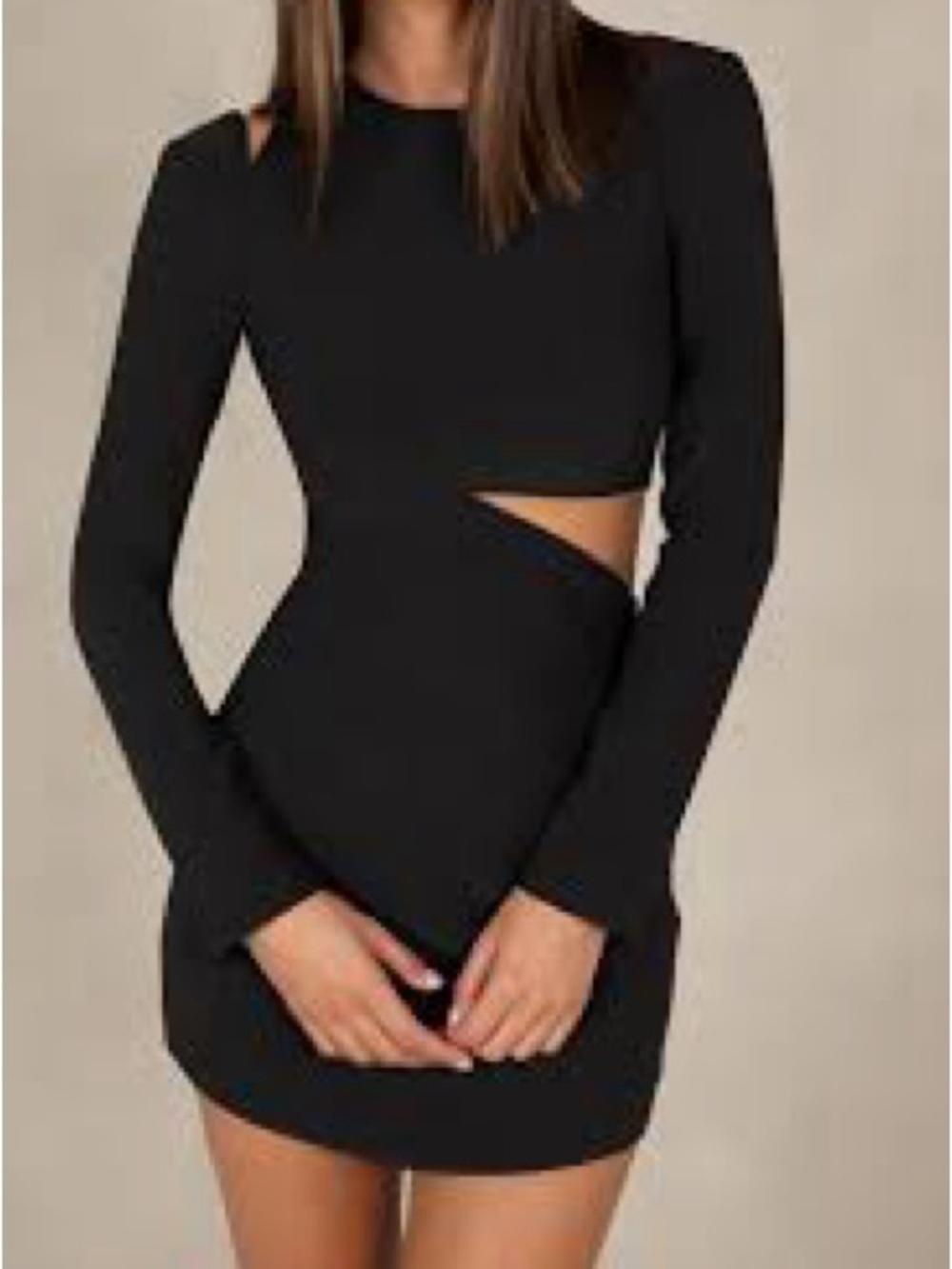 Black Long-Sleeve Cutout Mini Dress